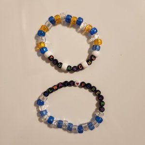 Blue and Yellow Beaded Couples Bracelets